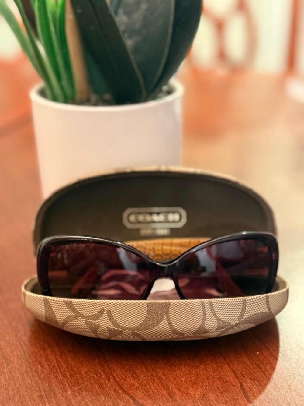 Coach Women's Sunglasses in Brown and Tan with Branded Case